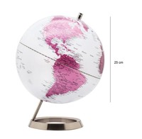 Globe terrestre décoratif en aluminium rose et blanc, artisanat métallique fait main, style Art Déco, moderne, pour la maison ou le bureau