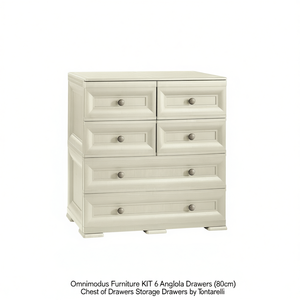Muebles Omnimodus Classic Wood KIT 6 Cajones Angora (80cm) Cómoda con Cajones para Almacenamiento en Sala de Estar de Tontarelli - Product Image 2