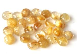 อัญมณีทรงหลวมหลังแบนราบ3-9มม. สีทองรูไทล์ธรรมชาติสำหรับการทำเครื่องประดับ - Product Image 5