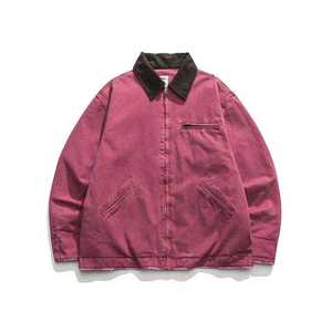 Chaqueta Varsity Vintage de Alta Calidad para Hombre, con Cierre Completo, Cuello Alto, Logo Frontal, Lavado Vintage, Estilo Urbano, para Invierno - Product Image 2