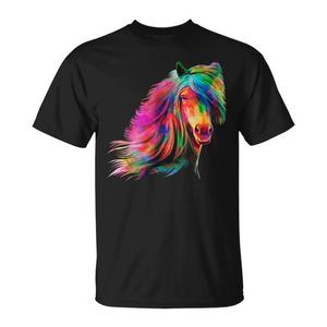 Camiseta Artística con Caballo Arcoíris en Acuarela para Amantes de los Caballos, para Promociones - Product Image 1