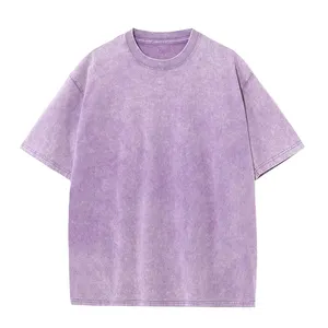 Heavy Weight Cotton Customize Your Own Logo Purple Acid Washed 2023 Customized High Quality T- Shirts