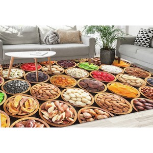 Vibrant Colorful Foods <b>Rugs</b>, Printed <b>Rug</b>, Modern, Anti-Slip, Pet Friendly,<b>Chenille</b> <b>Rug</b> - Product Image 1