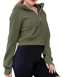 Women's Custom Plus Size 100% Cotton <b>Cropped</b> Pullover Tops Long Sleeve Hooded Sweatshirt Breathable Autumn Streetwear Washed - Product Image 2