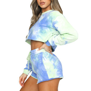 Ropa de algodón personalizada de gran tamaño, venta al por mayor informal, tops cortos de dos piezas para mujer, conjuntos de sudaderas con capucha para mujer - Product Image 6