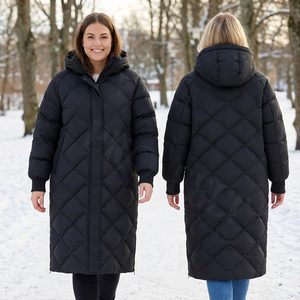 Chaqueta Acolchada Larga de Invierno, Abrigo Acolchado de Longitud Completa, Ligero, con Capucha, a la Moda, OEM ODM - Product Image 2