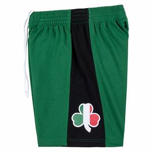 กางเกงขาสั้นบาสเก็ตบอลสำหรับผู้ชายสีเขียว/ดำแผงด้านข้างตาข่ายแบบทึบออกแบบได้ตามต้องการ - Product Image 4