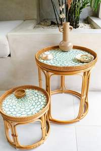 Nouvel article plateau de service en rotin plateau en nacre tissé à la main de haute qualité plateau alimentaire fournisseur vietnamien FBA Amazon - Product Image 2