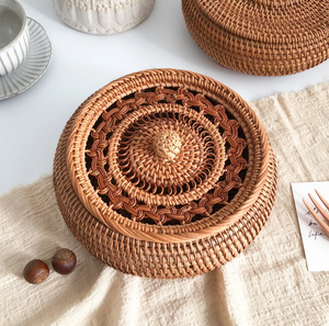 Cesta de almacenamiento tejida de ratán con tapa, superventas - Product Image 5