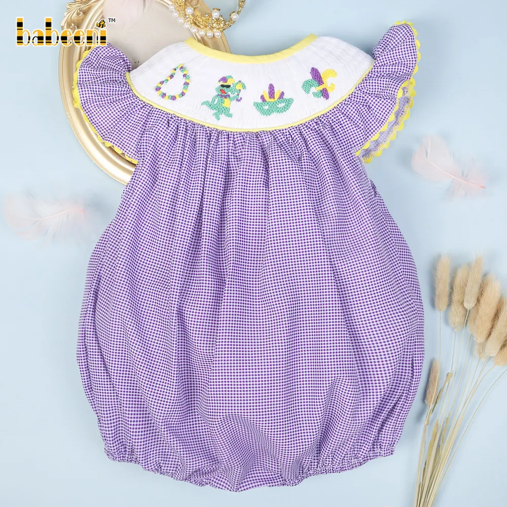 Mardi gras smocked baby bubble OEM ODM baby smocked pagliaccetto produttore all'ingrosso-BB2687