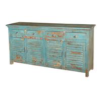 Armoires de salon modernes et antiques, armoires, pieds en bois de manguier massif, résistantes à l'eau, multifonctionnelles, écologiques, bleu vieilli