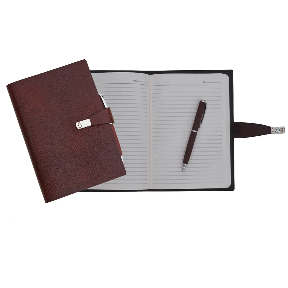 Customized Trending Luxury Design Leather Date Notebook Diary for Writing Notebook Gift for College Students Office Employees