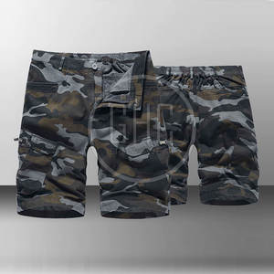 Short Cargo Respirant 100% Coton pour Homme, Été, Décontracté, Taille Élastique, Impression Numérique, Motif Solide, Offre Spéciale - Product Image 2