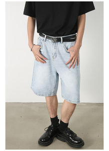 Vintage Mid-<b>Rise</b> Straight 100% Cotton Denim Shorts for <b>Men</b> Classic Lightweight Retro <b>Jean</b> Shorts with cheap quality <b>men</b> - Product Image 4