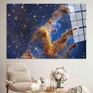 Impression sur toile de paysage nocturne élégant : œuvre d'art du télescope spatial, ART SUR VERRE TÉRMÉRISÉ - Product Image 1