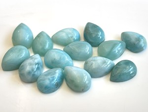 ลาริมาร์ลูกแพร์ธรรมชาติ7x10มม. Cabochon แบนหลัง-หลวม Larimar Pear Cabochon - Product Image 6