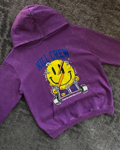 เสื้อฮู้ดโอเวอร์ไซส์สไตล์วินเทจผ้าบ็อกซี่เอวลอยปักลายปักโลโก้สำหรับการแสดงของผู้ชาย - Product Image 2