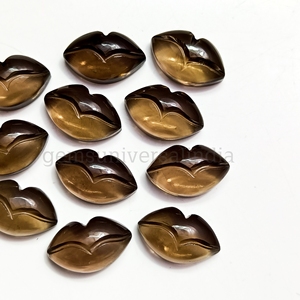 Quartz fumé naturel forme de lèvres lisses perles sculptées en vrac 15x9mm breloques fantaisie artisanales pour la fabrication de bijoux au prix de gros - Product Image 4