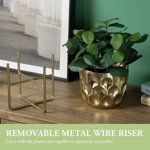 Premium Gold Flower Pot <b>Planter</b> Modern <b>Outdoor</b> <b>Planters</b> with Heavy Metallic Design for Garden Floor Usage Wholesale Price India - Product Image 5