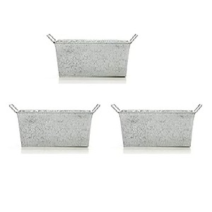 Jardinière de sol en métal fini antique décorative de balcon Jardinières galvanisées en métal pour la décoration de sol de jardin - Product Image 5