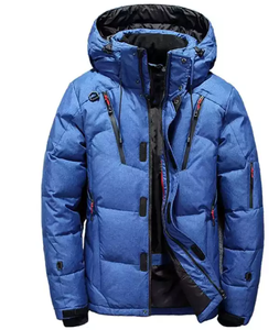 แจ็กเก็ตขนเป็ดมีฮู้ดของผู้ชายเสื้อแจ็คเก็ตเข้ารูปแบบมีซิปสำหรับฤดูหนาว - Product Image 3