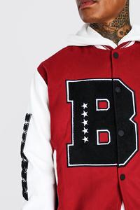 Venta al por mayor por encargo de los hombres Varsity chaqueta de secado rápido Patchwork ropa de invierno con cuello alto precio barato - Product Image 4