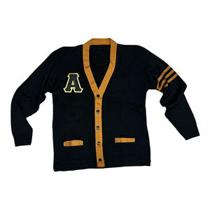 Add 1906 Alpha LOGO High Quality Premium Unisex Varsity Cardigan Sweater V-neck Black & Gold Knitted <b>Fabric</b> Soroities Uniform - Product Image 2
