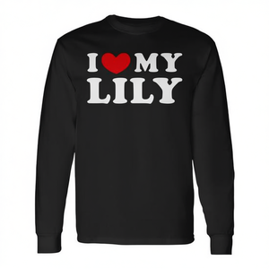 T-shirt promotionnel élégant à manches longues « I Love My Lily I Heart My Lily » - Product Image 3
