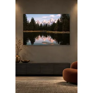 Impression sur toile du lac Fida Forest Lake avec reflets des crêtes enneigées - Product Image 2