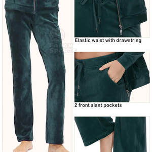 Survêtement en velours pour femmes avec logo personnalisé de haute qualité pour l'hiver Vente d'usine Vêtements décontractés Survêtement en velours à motif solide - Product Image 5