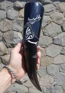 Corne de boeuf à boire polie Viking de bière avec support Meilleure qualité Fabricant indien Corne à boire Viking pour corne de boeuf à bière - Product Image 3