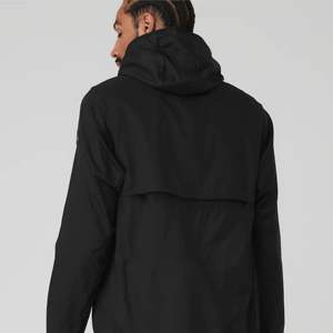 Chaqueta cortavientos con capucha para hombre, chaqueta ligera impermeable y resistente al viento para exteriores con Capucha ajustable y cremallera - Product Image 6