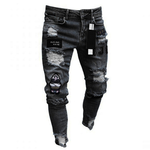 Hip Hop Rhinestone <b>Men</b> <b>Jeans</b> Stretch Retro Painted Skinny Cotton Denim <b>Jeans</b> Pants <b>Men</b> Ripped Fashion - Product Image 2
