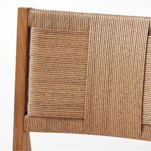 Silla de Comedor Artesanal de Madera de Teca y Ratán Ecológica con Respaldo Detallado y Diseño de Marco Moderno para Uso Interior/Exterior en Apartamentos - Product Image 5