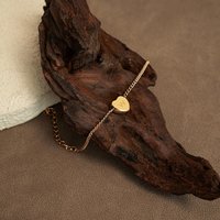 Pulsera de Cadena con Corazón 3D Grabado Minimalista Cristiano en Plata de Ley 925 con Baño de Oro Vermeil de 18K y Rodio, Personalizada para Familia