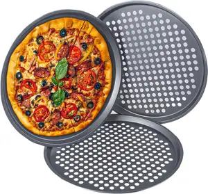 Лидер продаж, 2024 формы для выпечки с отверстиями, несколько размеров, перфорированные круглые алюминиевые формы для выпечки для пиццы