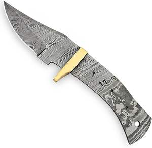 Hoja en blanco de acero de Damasco de primera calidad hecha a mano para suministros de fabricación de cuchillos Cuchillo de estilo vaquero personalizable compatible con OEM - Product Image 4