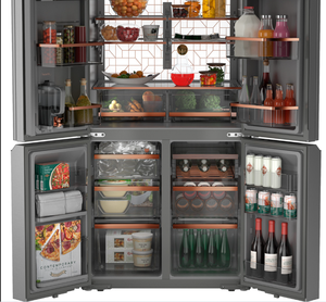 Café 36 In. W 28,3 Cu. Réfrigérateur intelligent à quatre portes avec congélateur bas en acier inoxydable, double distribution et remplissage automatique pour voiture et hôtel - Product Image 2