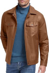 เสื้อแจ็คเก็ตหนังวัวสำหรับผู้ชาย ระบายอากาศได้ดี เป็นมิตรกับสิ่งแวดล้อม แห้งเร็ว อุ่นสำหรับฤดูหนาว คอตั้ง ปรับแต่งได้ ด้านหน้าลำลอง คุณภาพสูง ราคาสมเหตุสมผล - Product Image 5