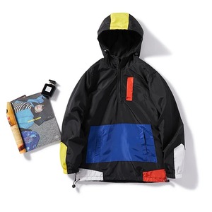 Veste à capuche décontractée pour hommes avec protection solaire Nouvelle version coréenne Veste en toile de couleur assortie pour l'été et l'hiver Fermeture à glissière - Product Image 6