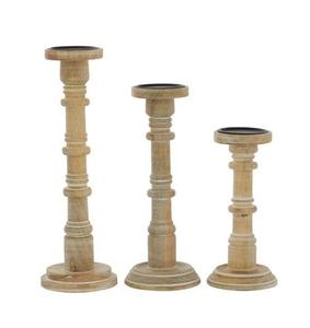 Produit le plus vendu Ensemble de piliers de bougies décoratives écologiques Ensemble de 3 bougeoirs en bois de manguier Bougeoirs votifs élégants en bois - Product Image 4