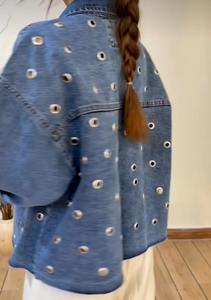 Women's Denim <b>Jacket</b> With Sexy Spring Lace Pattern Cotton Filled <b>Jacket</b> <b>Ladies</b> Stitching Lace Design Standard Sizes - Product Image 6