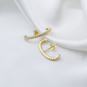 Pendientes de plata de ley 925 con piedras de circonita transparente, joyería turca hecha a mano - Product Image 4