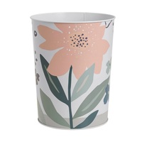 Poubelle en métal à imprimé floral abstrait, corbeille à déchets décorative à ouverture supérieure pour salle de bain, cuisine, bureau à domicile, vente en gros