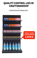 Système d'étagères gondoles métalliques à panneaux perforés simple face, 5 niveaux, pour supermarché et présentation de produits