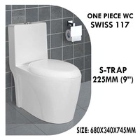 WC mural monobloc en céramique One Piece Swiss 117 à double chasse siphonique, équipement sanitaire moderne pour salle de bain