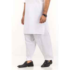 Shalwar Kameez Blanc Basique SH-CTN24-001, Robe Indienne de Style Pakistanais en Georgette, Salwar Cousu - Product Image 3