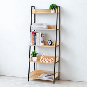 CASAN Modern 5-Tier Plywood Bookcase with Iron Frame KS68115 for Living Room Office & Bedroom Easy Standing Installation - Product Image 1
