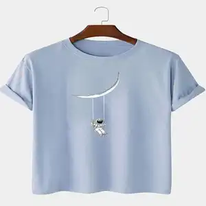 Kaus ukuran besar katun 100% pria kualitas terbaik kaus bahu Drop motif Puff kustom untuk pria harga murah