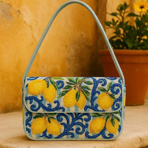 Bolso de Mano Personalizable de Algodón con Diseño de Moda India Multicolor, Hecho a Mano con Cuentas y Serigrafía, Clásico para la Noche - Product Image 1